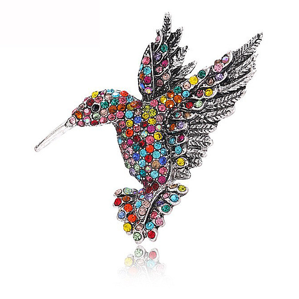 Brosche im neuen Retro-Stil aus Legierung mit Kolibri-Motiv