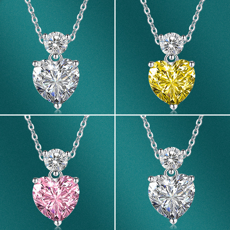 Mosan Diamant Herz Gelber Diamant Diamant Halskette Anhänger