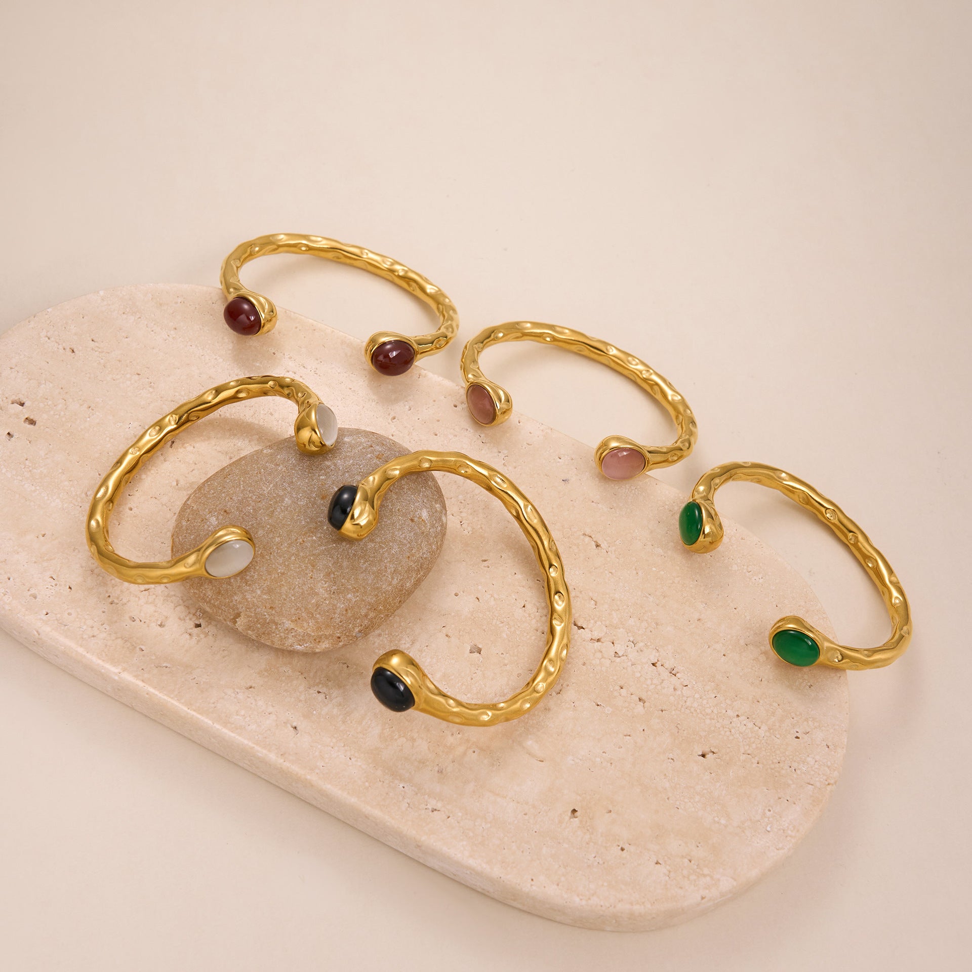 Genuine Gold Plated Titanium Steel Exquisite Zircon Opening Bracelet