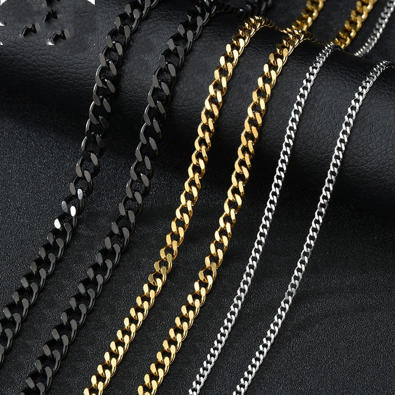 18ct Gold Vacuum Plated Two-sided Polished Cuban Chain For Men