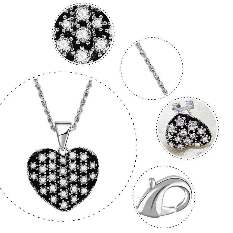 Schmuckset im Retro-Ethno-Stil, Halskette, Ohrringe, Ring, dreiteiliges Brautschmuck-Set mit Herzform