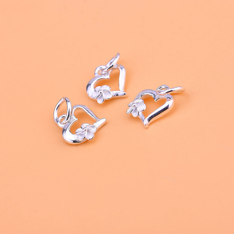 S925 Sterlingsilber Erfrischender Blumen-Herz-Anhänger Handgestricktes Zubehör Diy-Accessoires Material