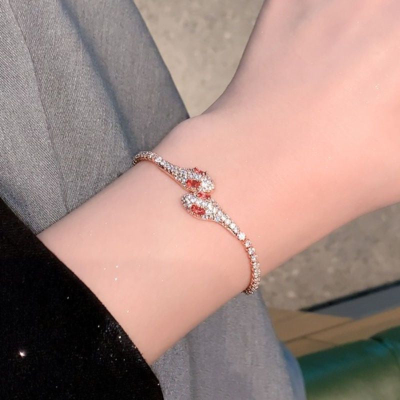 Women's Fashion And Fully-jewelled Snake Bracelet