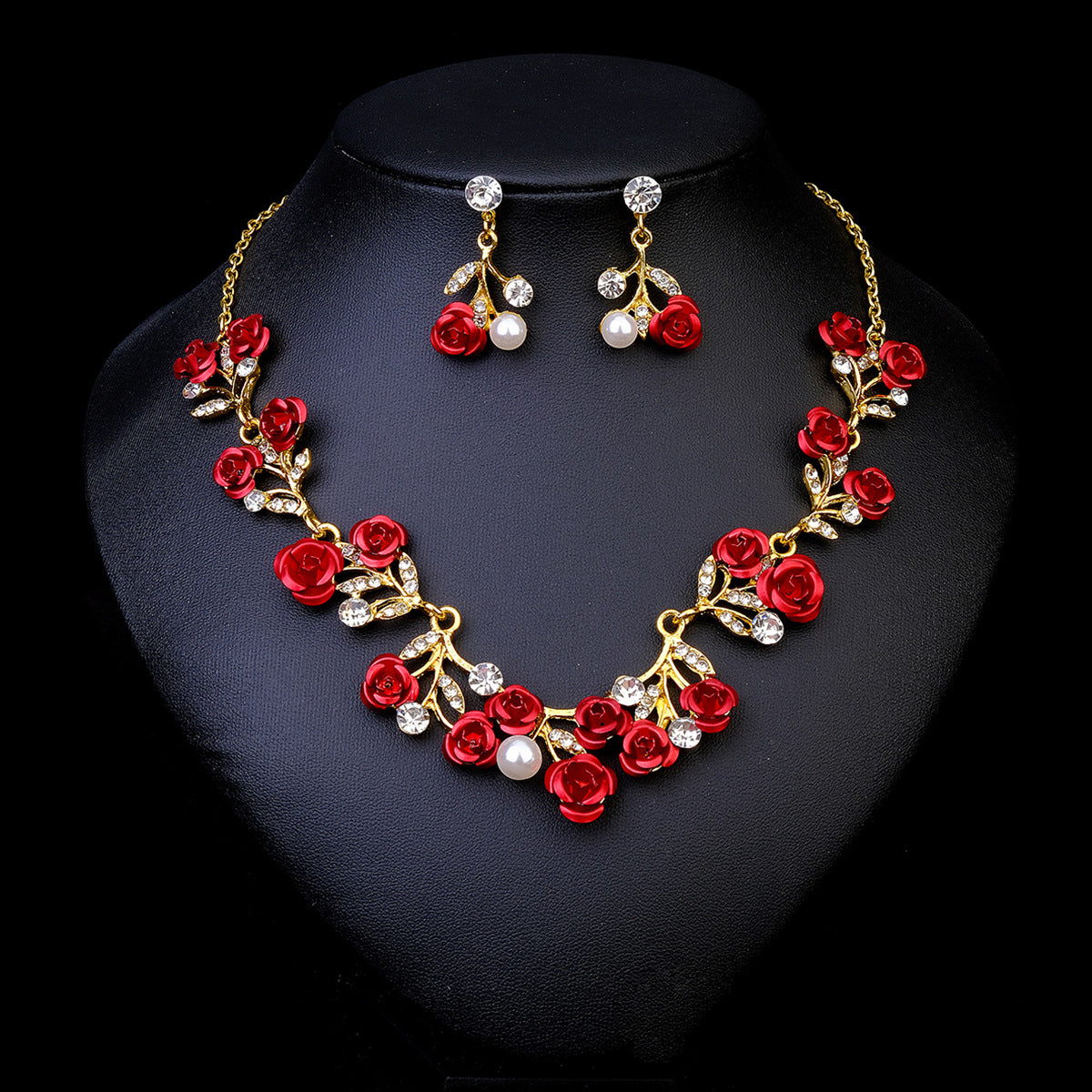 Pendientes Y Collar De Perlas Y Diamantes De Imitación Para Mujer