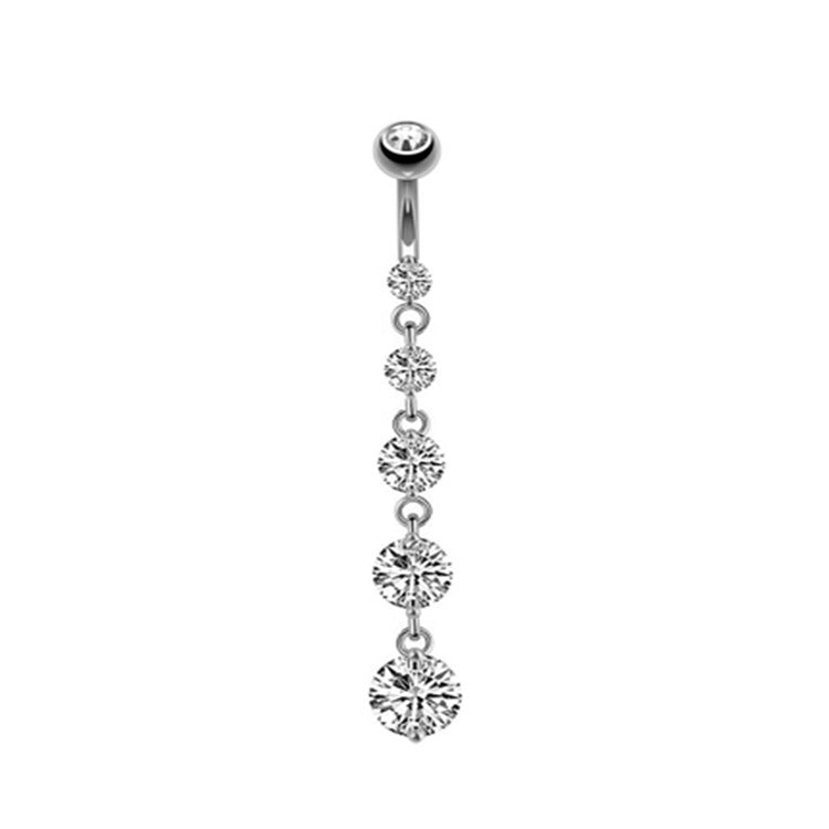 Piercing de ombligo con forma de corazón con gema de cristal