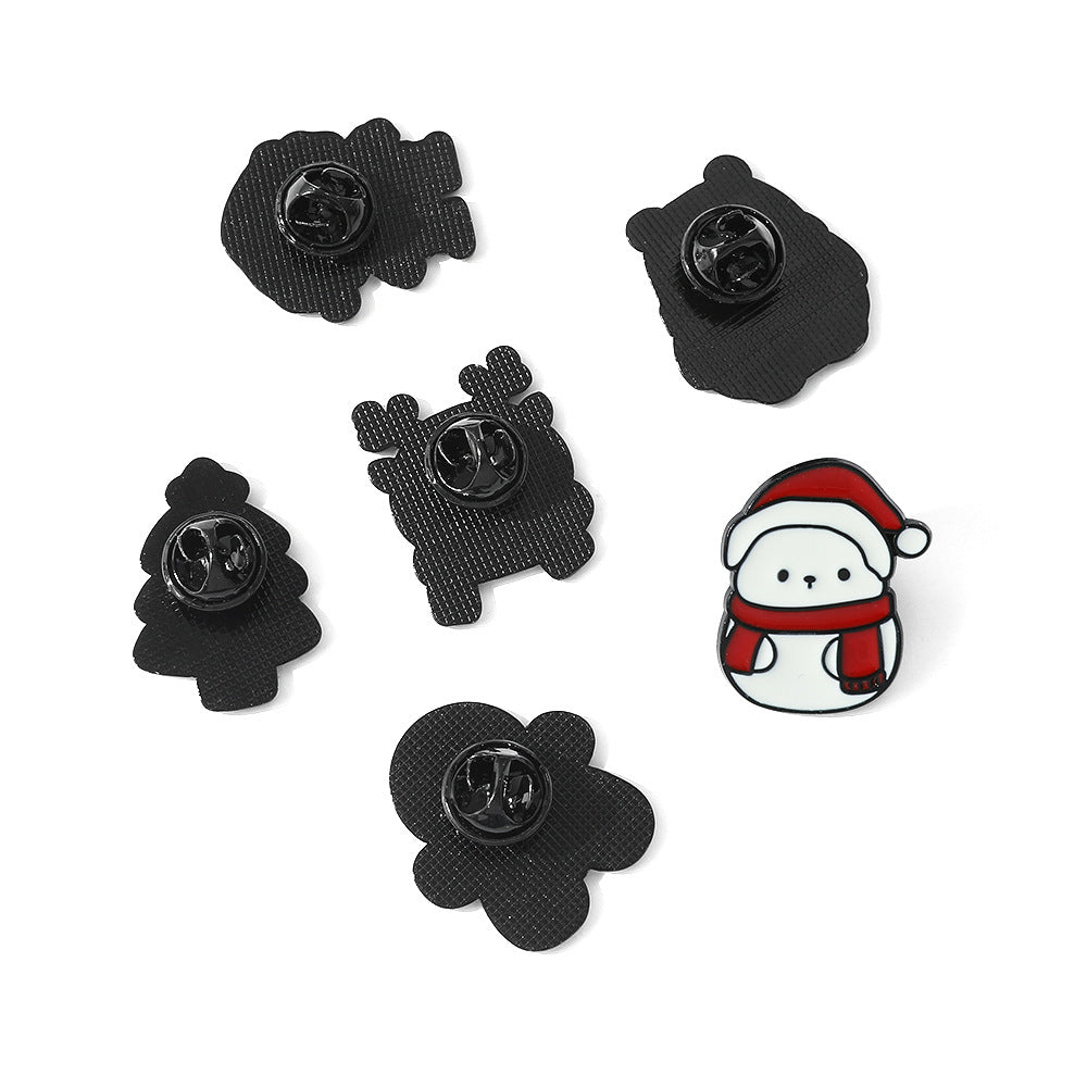 Bonito broche de aleación con diseño navideño de dibujos animados