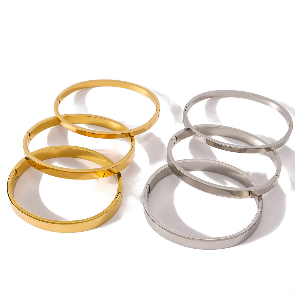 Simple Elegant Stainless Steel Vacuum 18K Gold Bracelet