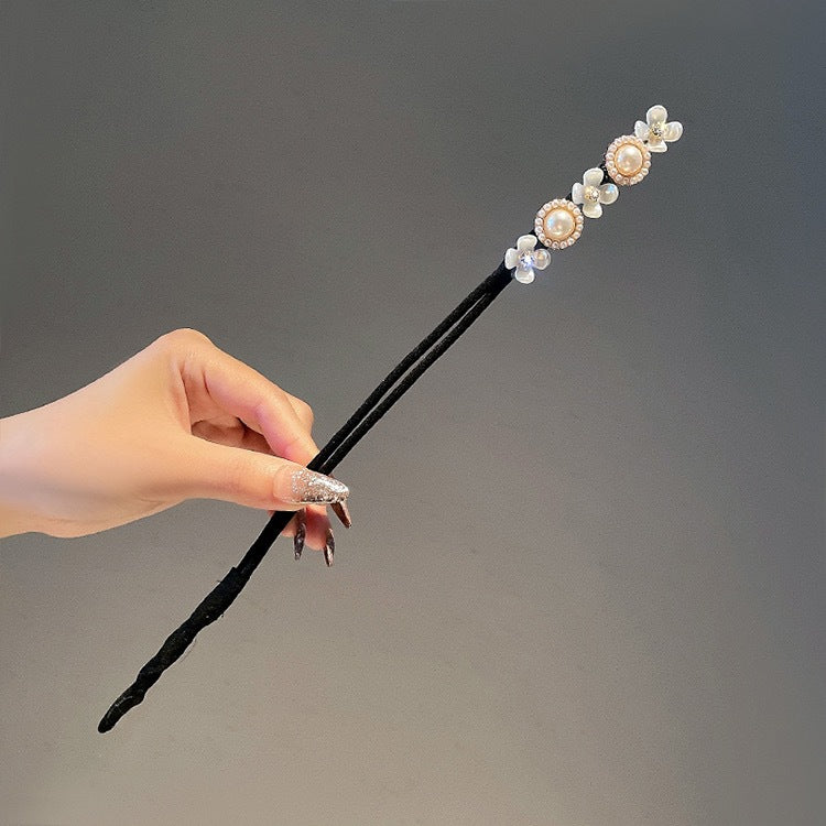 Conjunto de pelo de cristal con perlas y flores de Xiaoxiangfeng