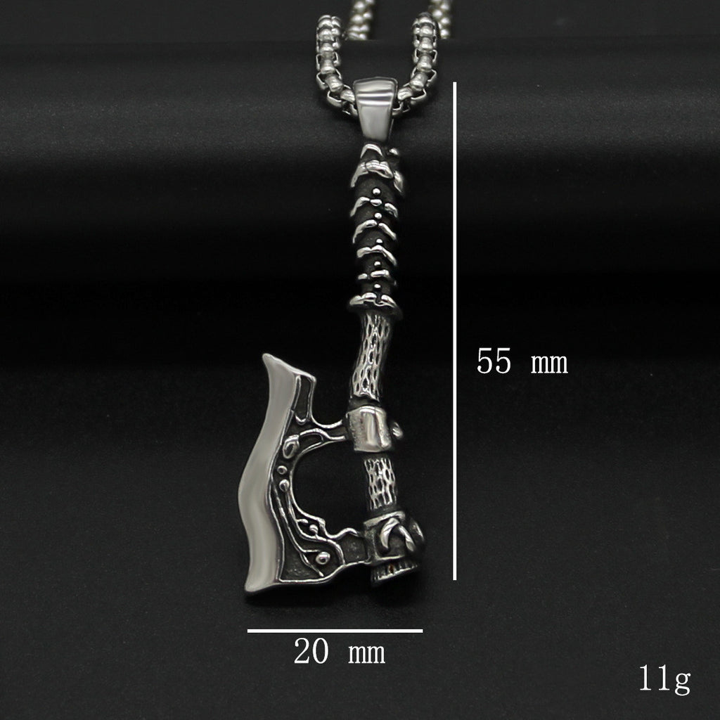 Doppelseitiges Axt-Halskette Odin Legende Titan-Stahlkette