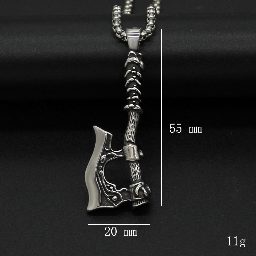 Doppelseitiges Axt-Halskette Odin Legende Titan-Stahlkette