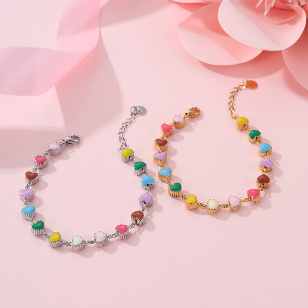 Collar de aceite colorido Pulsera de acero titanio con forma de corazón