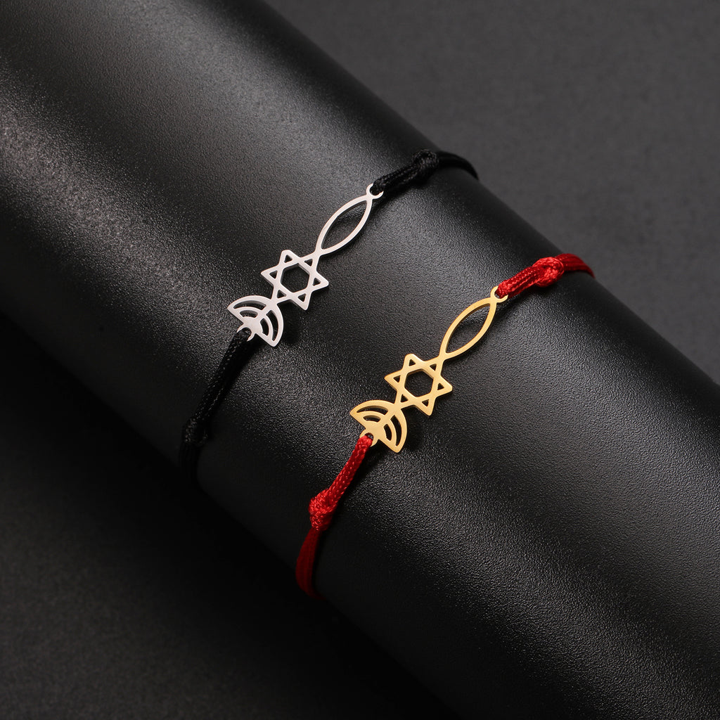 Cut Titanium Steel Bracelet Hollow Six-pointed Star Fish Pendant