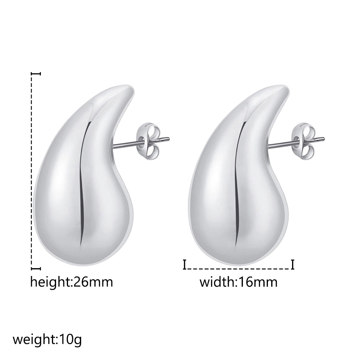 Pendientes de gota de acero inoxidable de moda para mujer