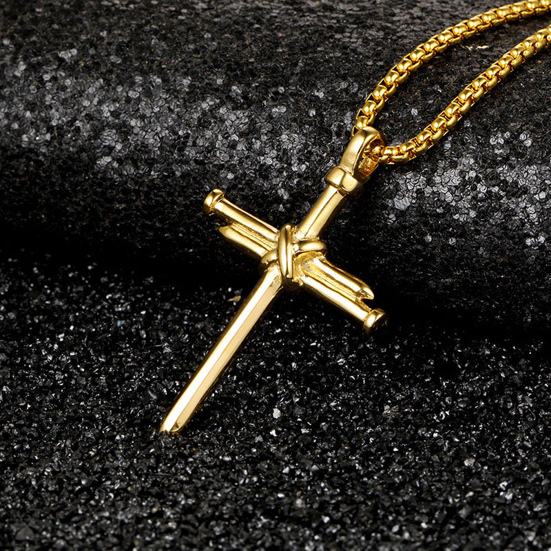 Hip Hop Stainless Steel Nail Cross Pendant Men Necklace