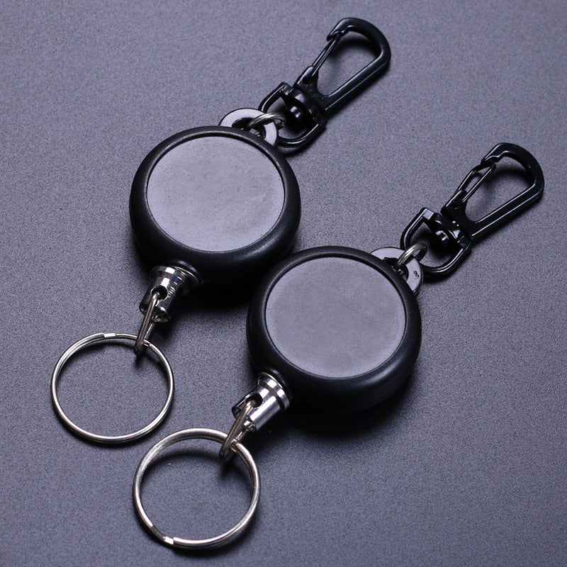 Anillo de llavero retráctil antirrobo para exteriores con cuerda de alambre de alta elasticidad