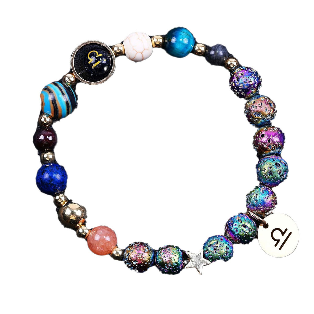 Pulseras de las Doce Constelaciones de Roca Volcánica Colorida de San Azul