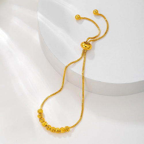 1 Stück Gold Zugseil Armband Mode Blumenperle Damen Glücksperlenarmband