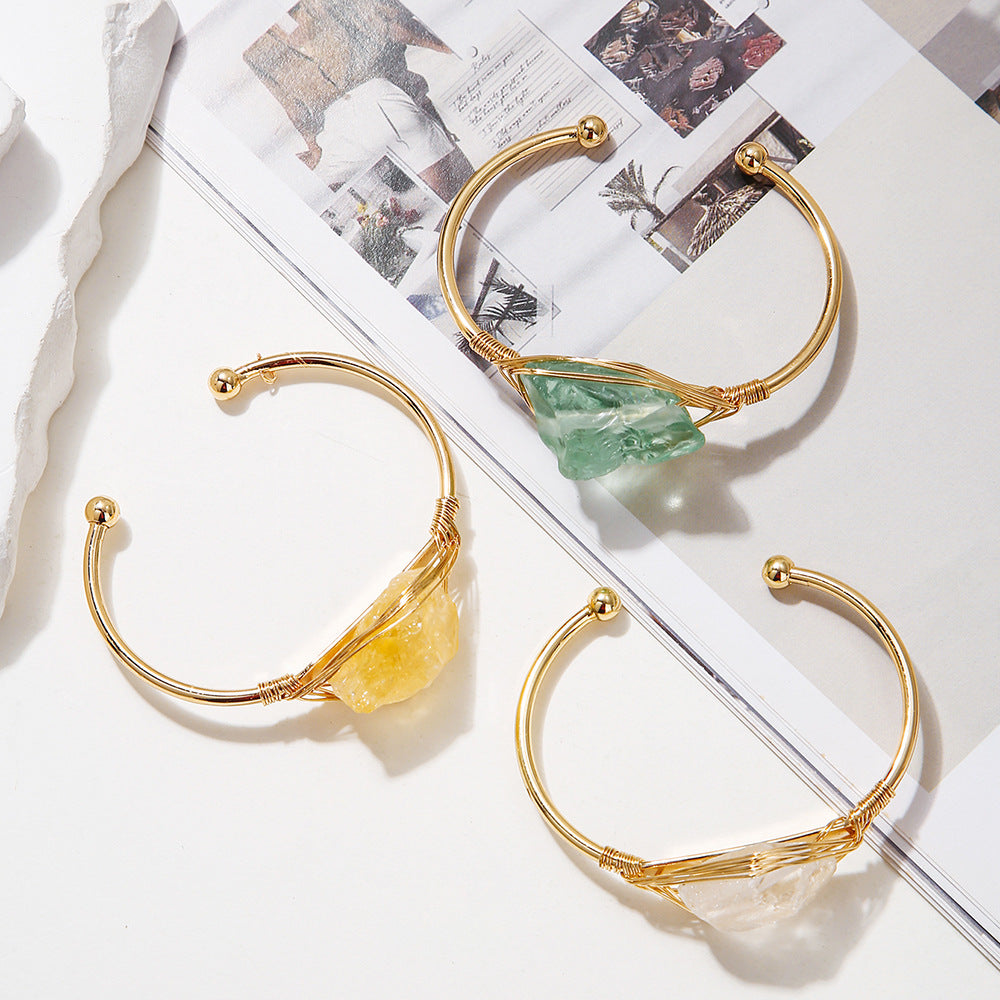 Womens Natural Crystal Bracelet Freeform Tumbled-stone Bracelet