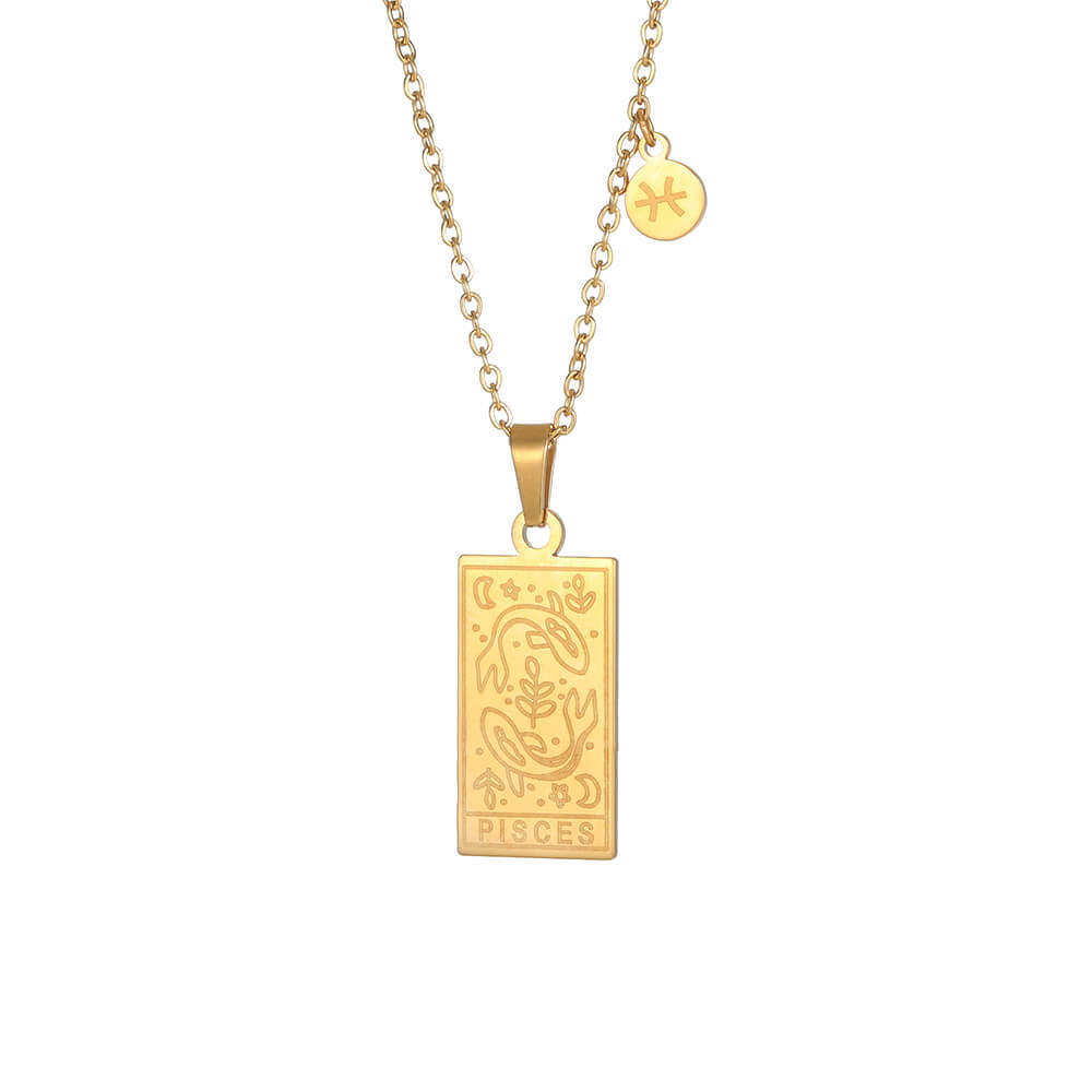 Stainless Steel Constellation Square Constellation Tag Scorpio Couple Necklace