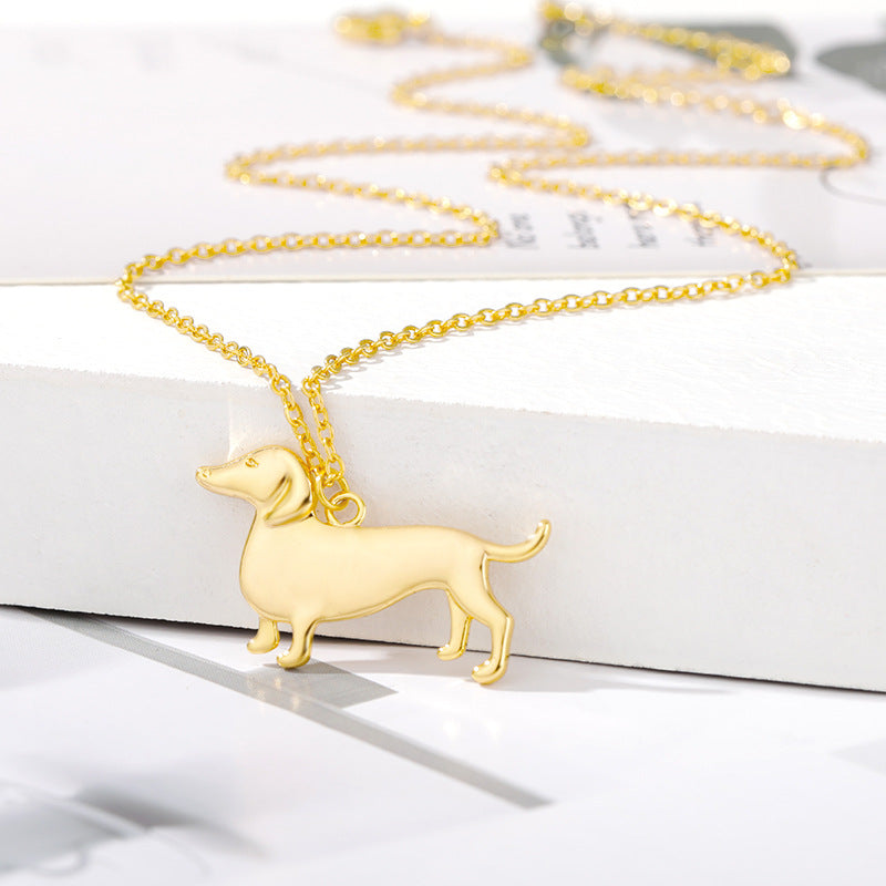 Collar de acero inoxidable con colgante de perro cachorro lindo