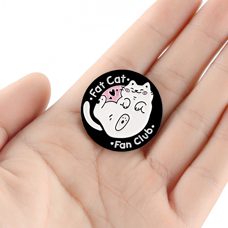 Broche de alfiler de pintura de gato blanco lindo personalizado