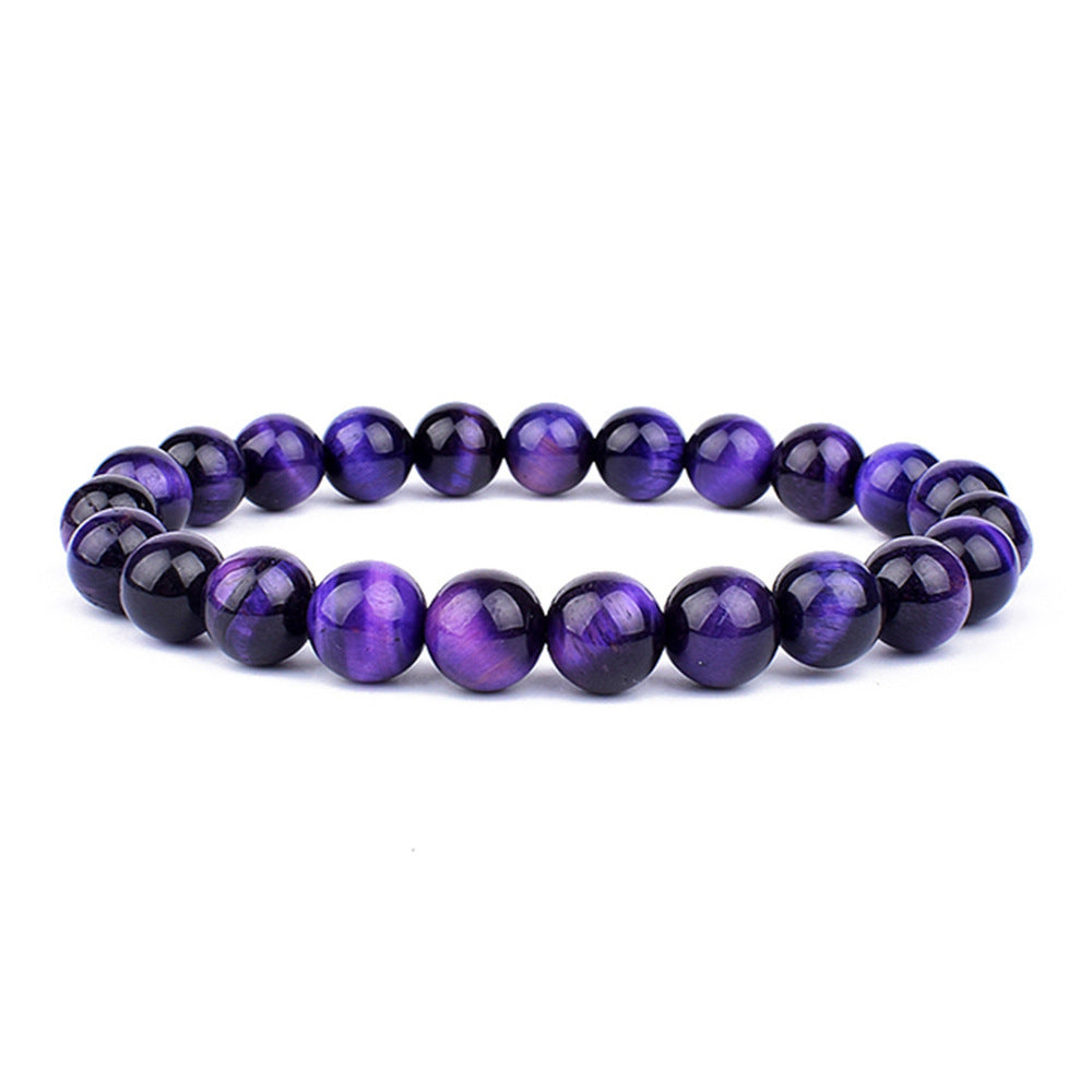 Pulsera elástica de ojo de tigre verde natural con cuentas