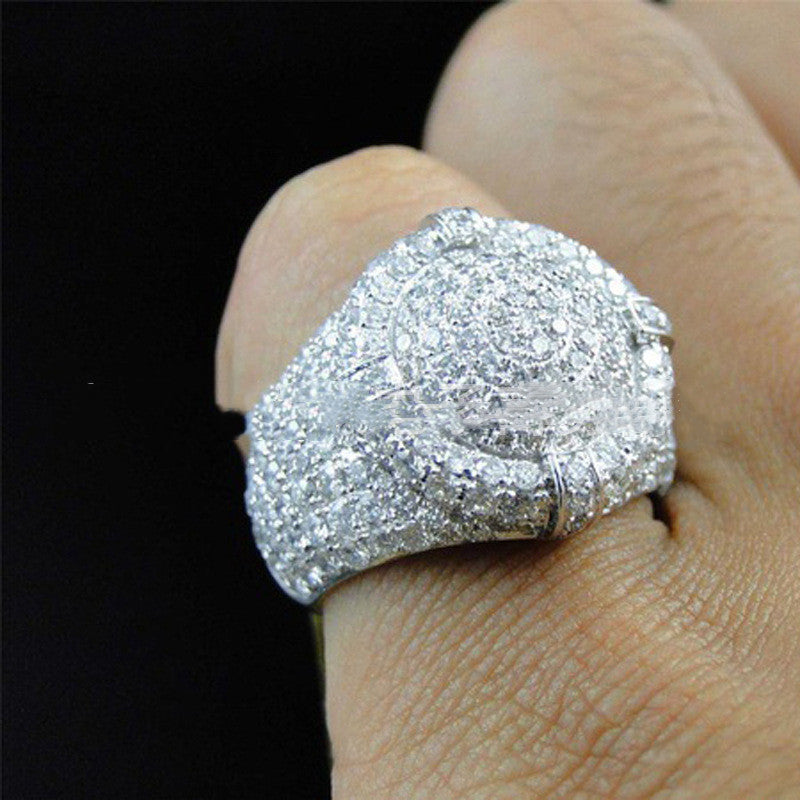Anillo de piedras preciosas Anillo completo de diamantes para hombre