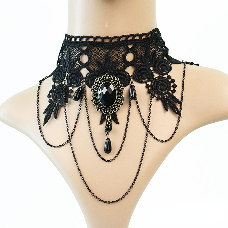 Gothic Schmuck Rote Fledermaus Halloween Halskette Spitze Choker Halskette für Damen Nightmare Before Christmas Schwarze Layered Halskette