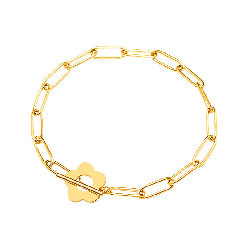 Pulsera versátil de acero de titanio chapado en oro de 18 quilates E124