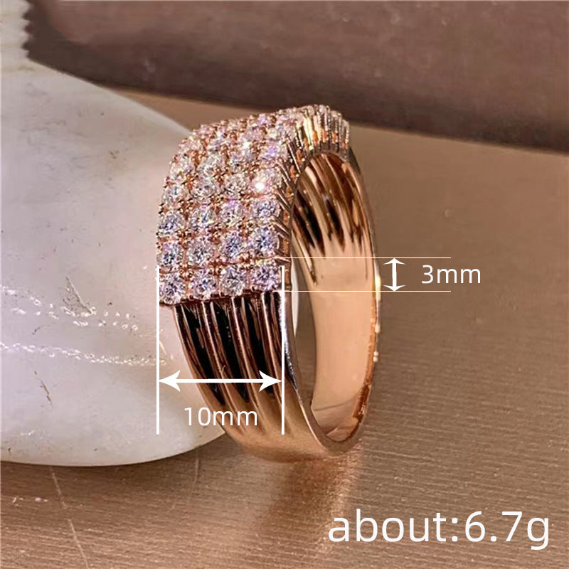 Anillo Geométrico Femenino con Zirconia Incrustada Brillante