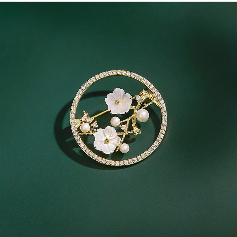 Broche de disfraz con diseño de flor hueca de planta estilo chino