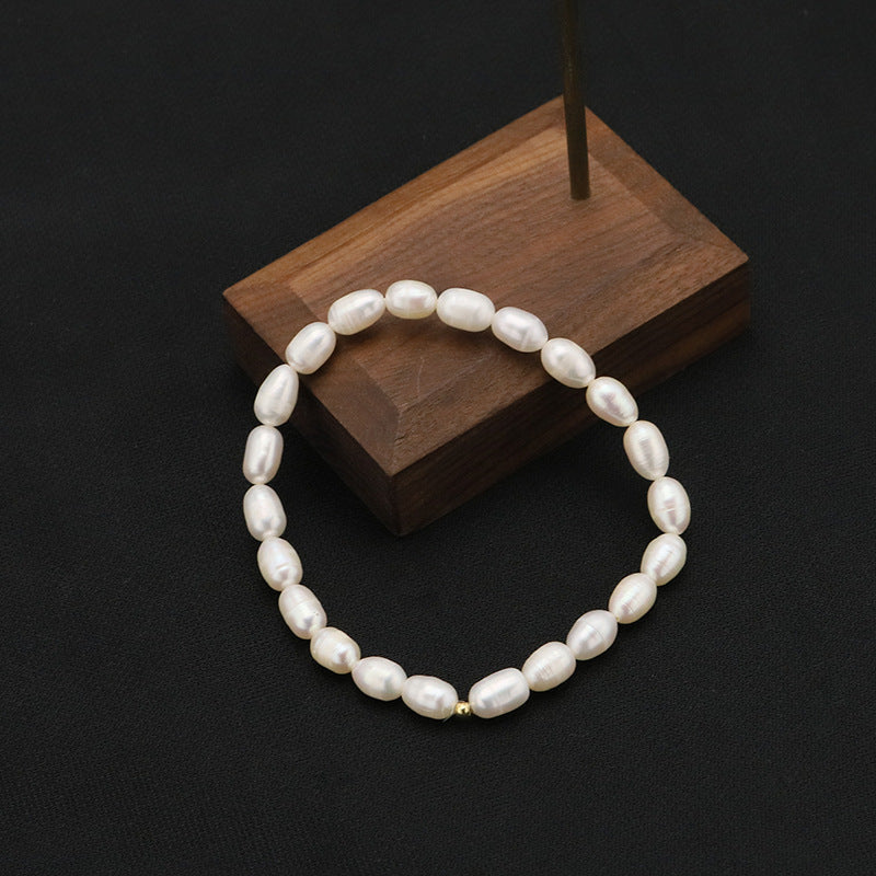 Pulsera de Perlas Naturales Retro para Mujer