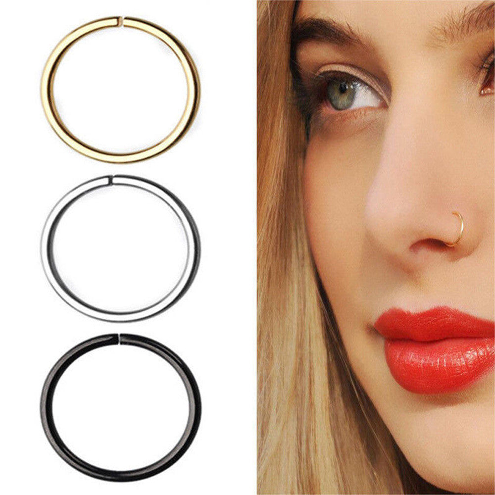 Anillo de nariz de acero inoxidable 5 colores joyería para perforaciones