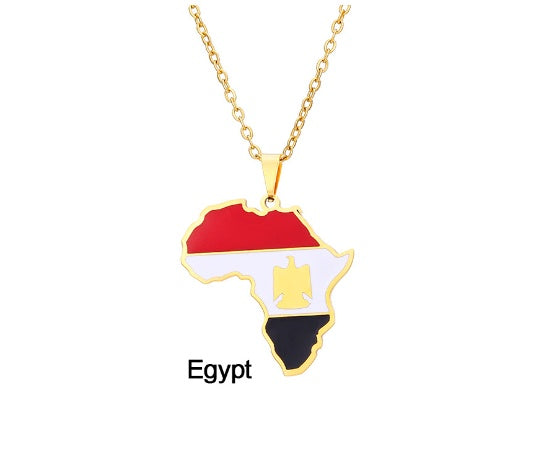 Collar con Colgante de Mapa de África Acero Inoxidable Joyería Ghana Nigeria