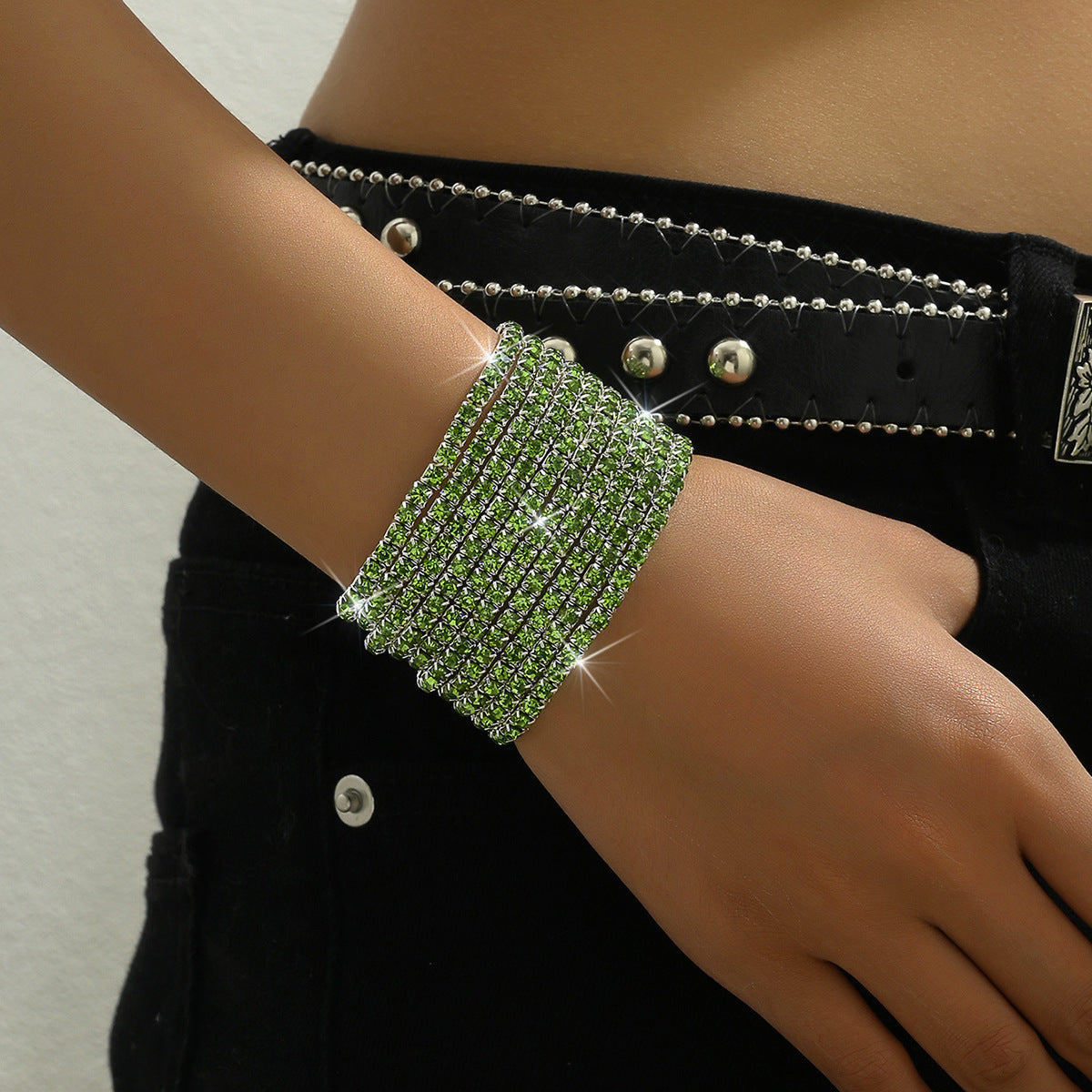 Women's Diamond Elastic Bracelet Wrist Ring Gems
