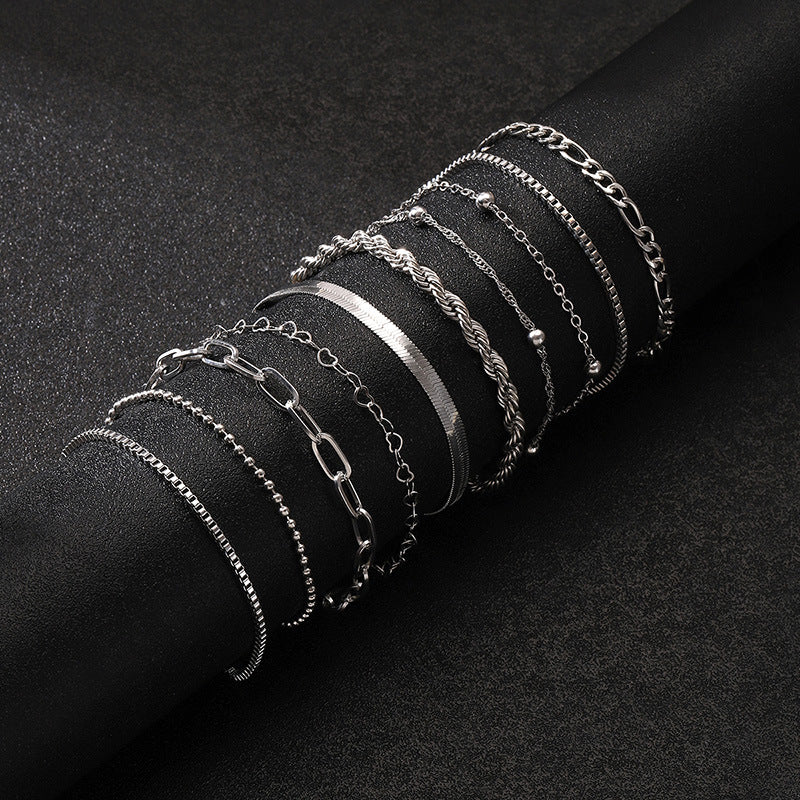 Minimalist Multi-layer Alloy Basic Style Bracelet Suit
