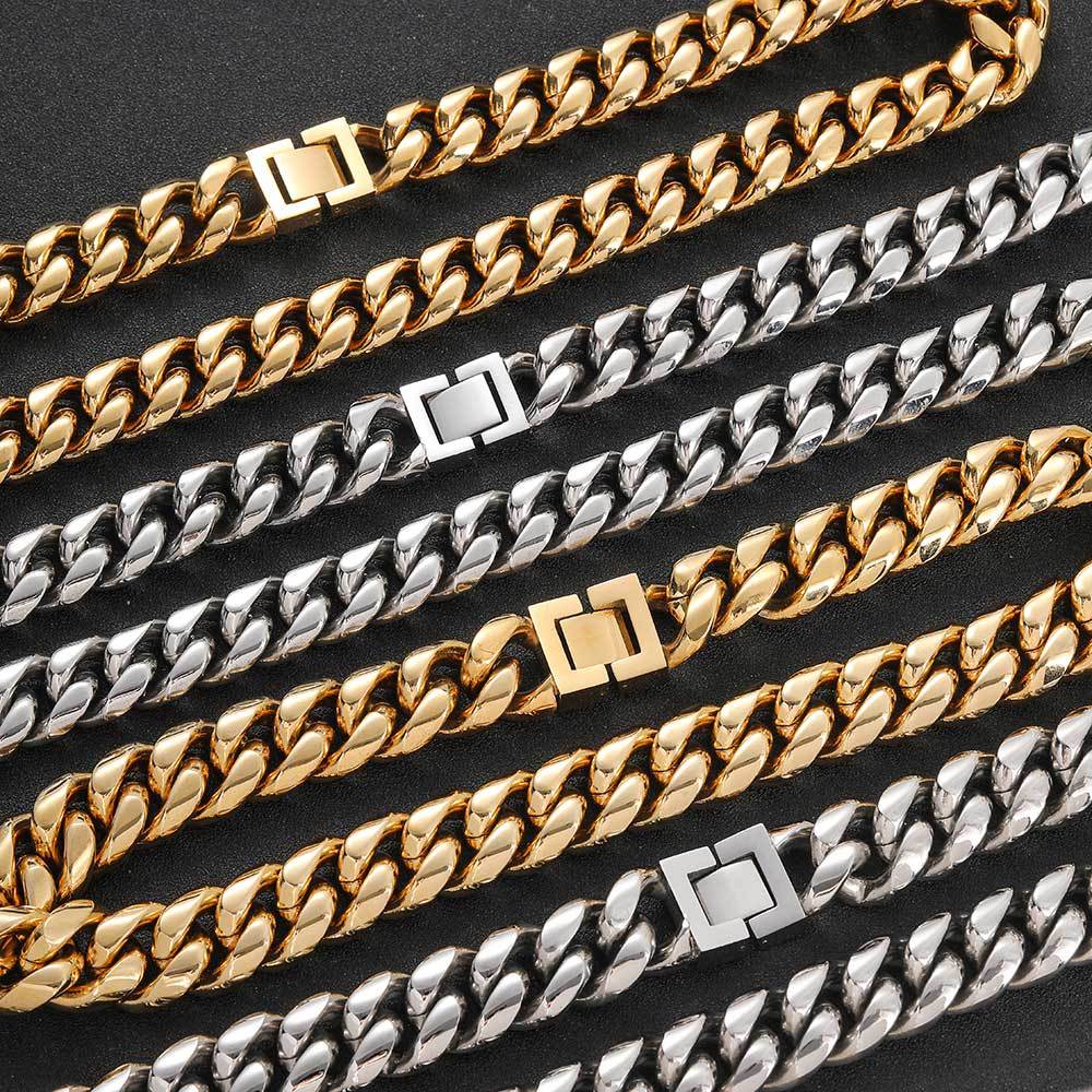 Stainless Steel Six Sides Milled Cuban Necklace For Men