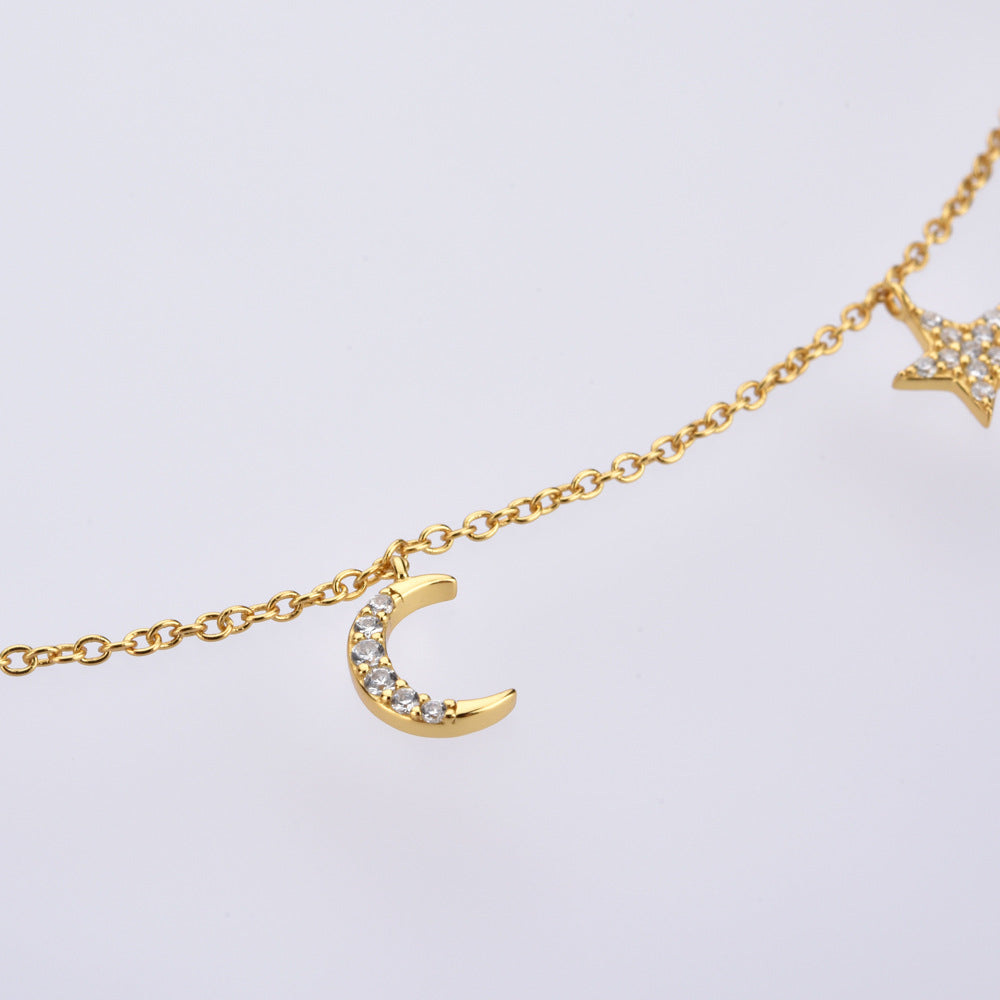 Star Moon Sterling Silver Women's Bracelet