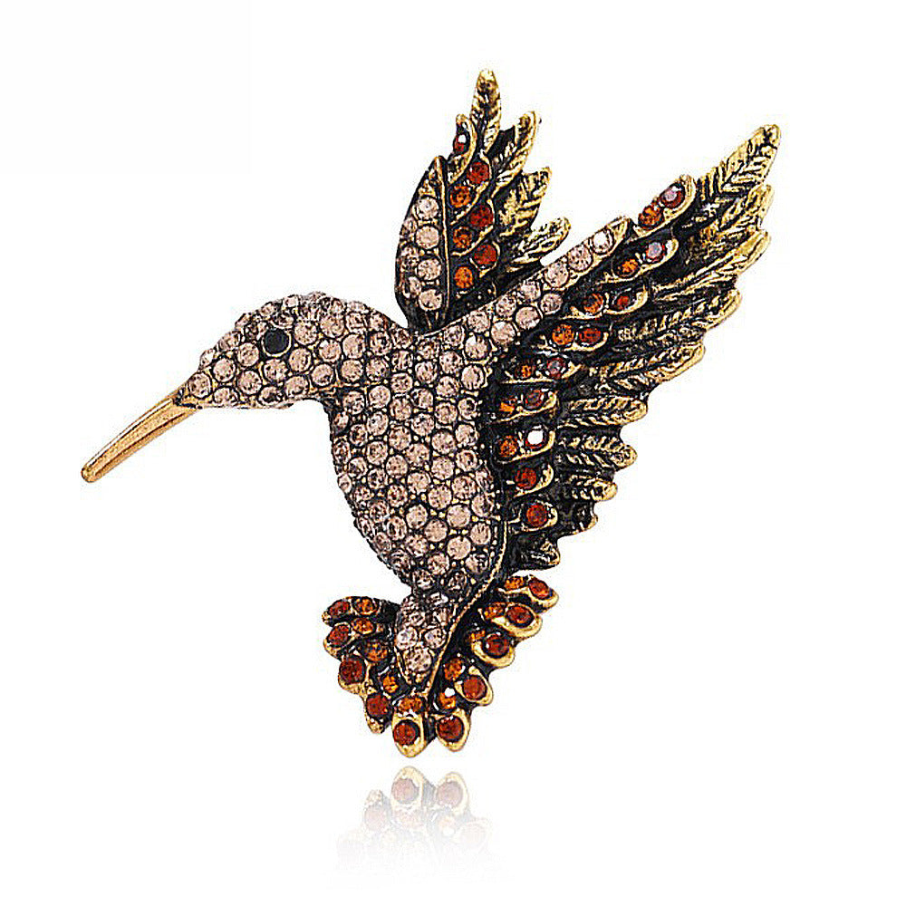 Brosche im neuen Retro-Stil aus Legierung mit Kolibri-Motiv
