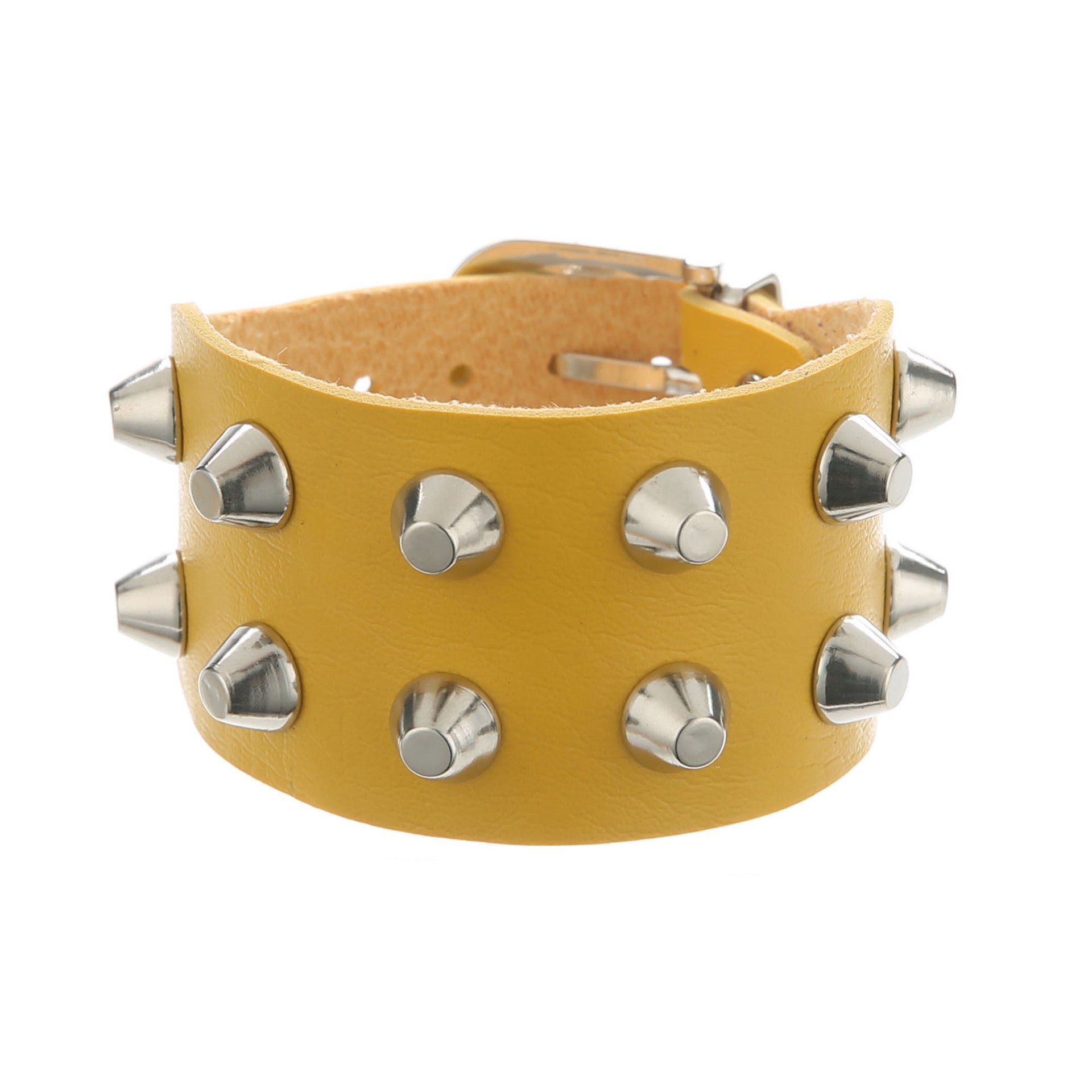 Metal Rock Double Row Flat Rivet Bracelet PU Bracelet