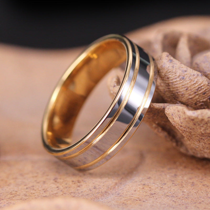 Un par de anillos de oro de tungsteno para hombres y mujeres para propuesta de matrimonio Anillo de oro