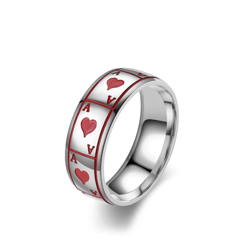 Lucky Spades Titan-Stahlring Magischer Spielkarten-Edelstahlring