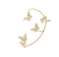 Pendientes de clip de mariposa de metal dorado de moda con circonita brillante sin perforación, para mujer, regalo de joyería