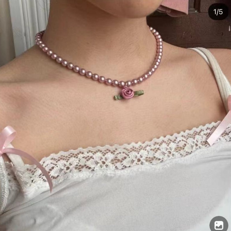 Blumen-Choker-Perlenkette Anmutig Mori Süße Schlüsselbeinkette Damen