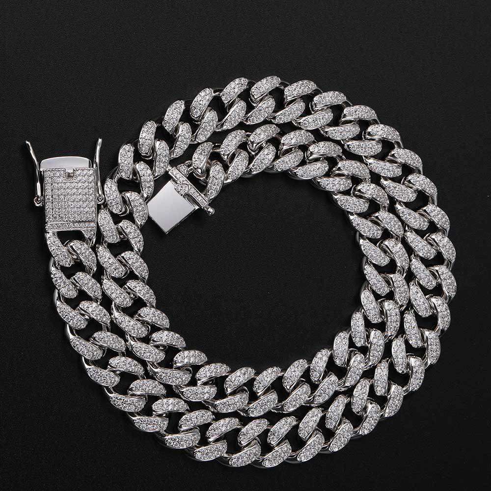 Hip-Hop-Schmuck 12mm Vollstrass Cuban Kette Echt Vergoldet