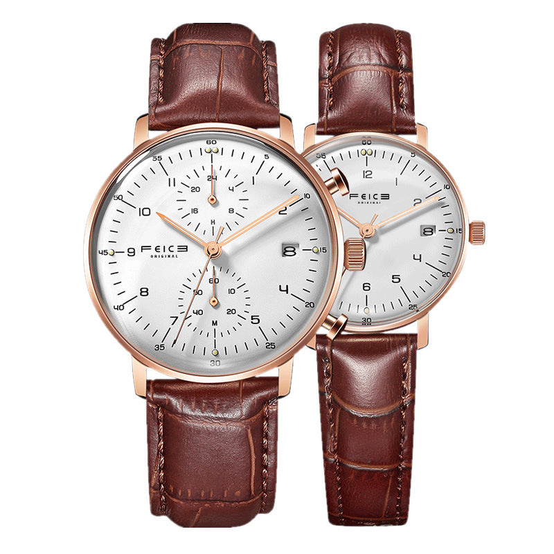 Herren- und Damenmode, schlichte, wasserdichte Gürtel-Armbanduhr