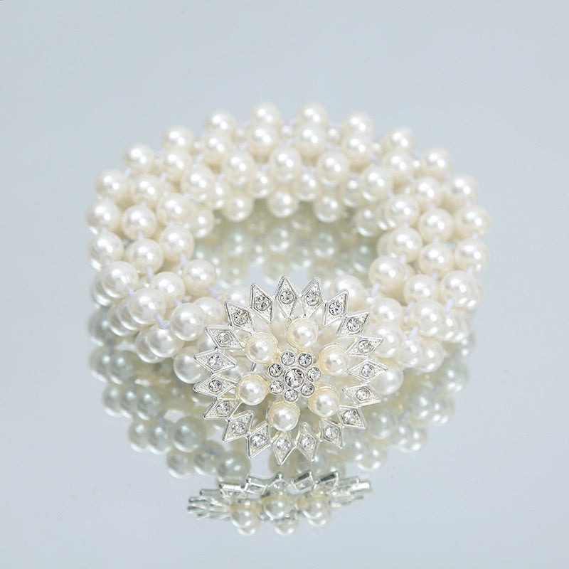 Joyería de moda para mujer, cadena de cintura con perlas blancas