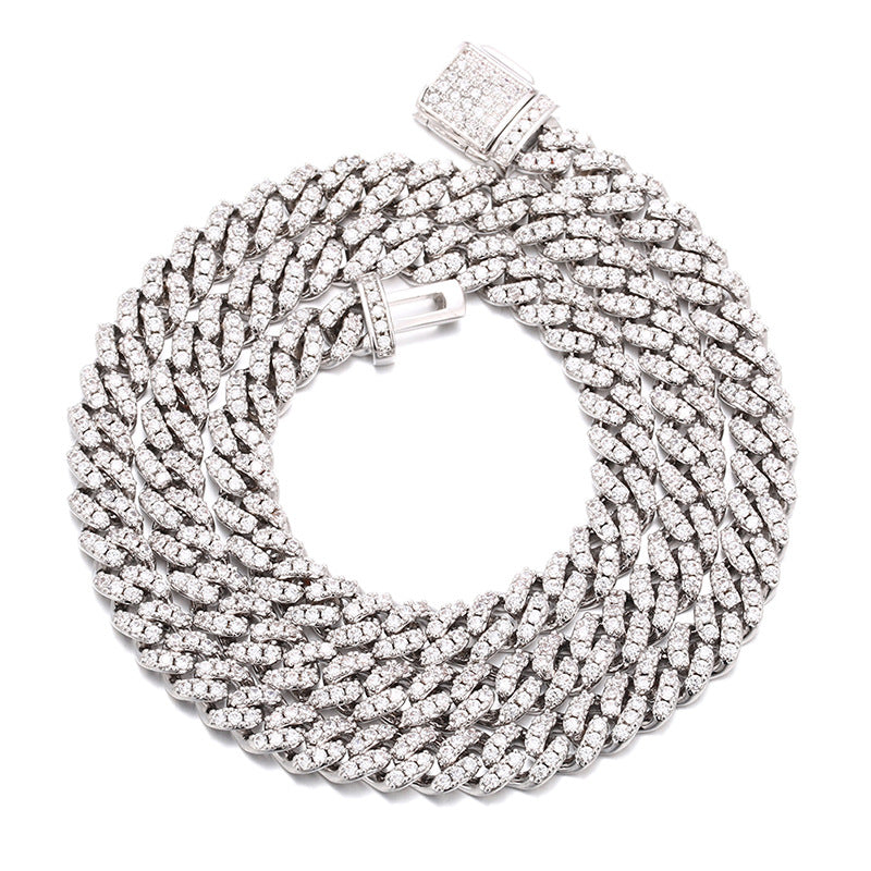 S925 Sterling Silber 6mm Mikro-Zirkonia High-End Box-Verschluss Persönlichkeit Hiphop