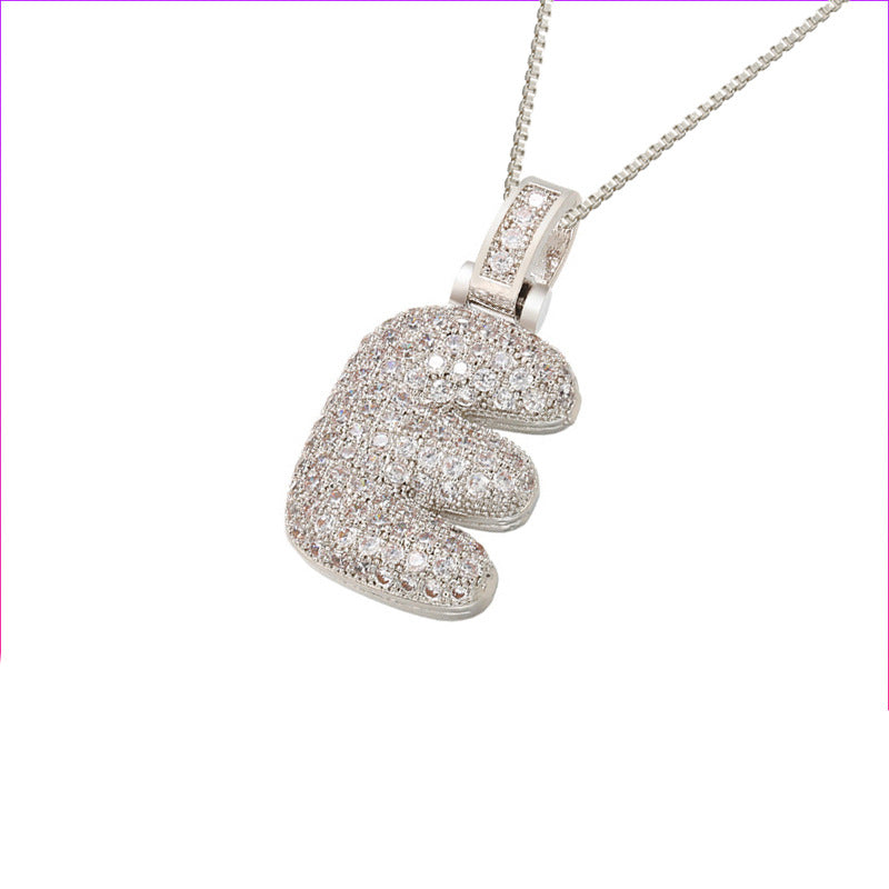 Schlüsselbeinkette Kupfer Mikro-intarsierte Zirkon 26 Buchstaben-Anhänger-Halskette für Frauen Geburtstag Schmuck Geschenke
