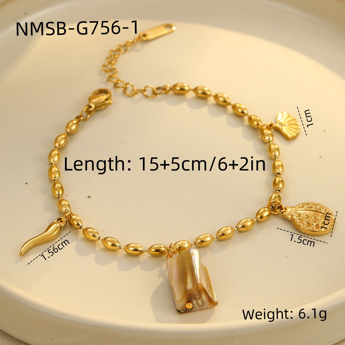 Niche Design Beaded Ocean Style Bracelet Stainless Steel